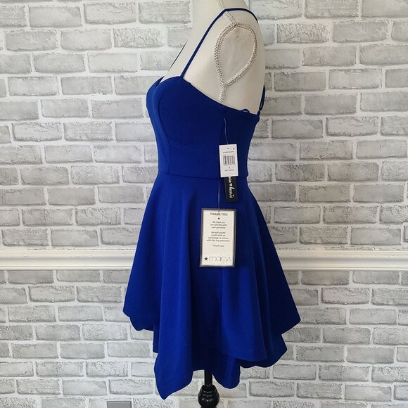 SEQUIN HEARTS Blue Short Fit and Flare Party Dress Juniors Small Hoco Dance NEW - Picture 2 of 8